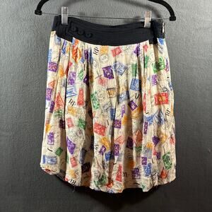 edme esyllte women skater skirt 4 boho artsy postage stamp travel quirky unique